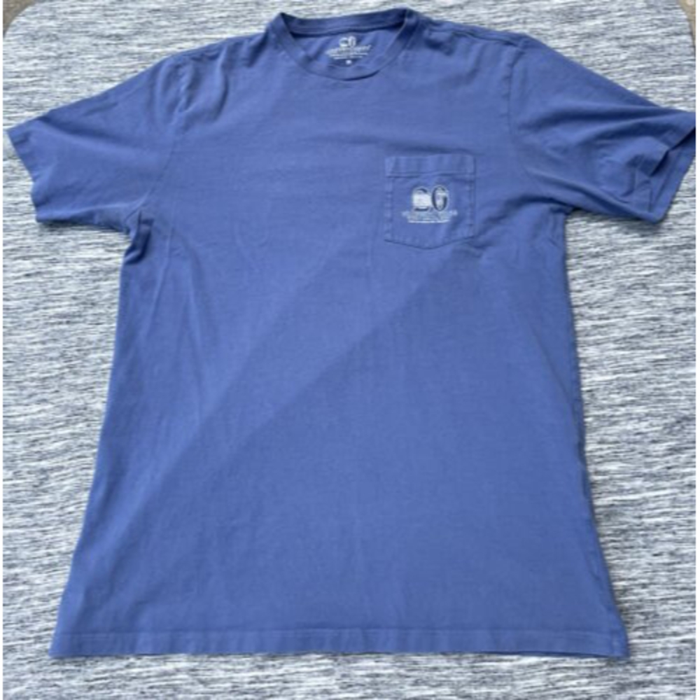 Vineyard Vines Men's M  Blue Short Sleeve Shirt 20 Year Celebration Whale Pocket